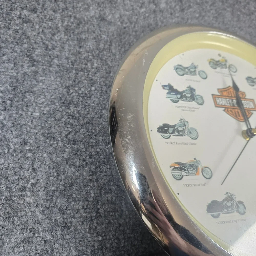 Harley Davidson Motorcycle Clock Wall Decor Chrome Bezel‎ Working Batteries 2006